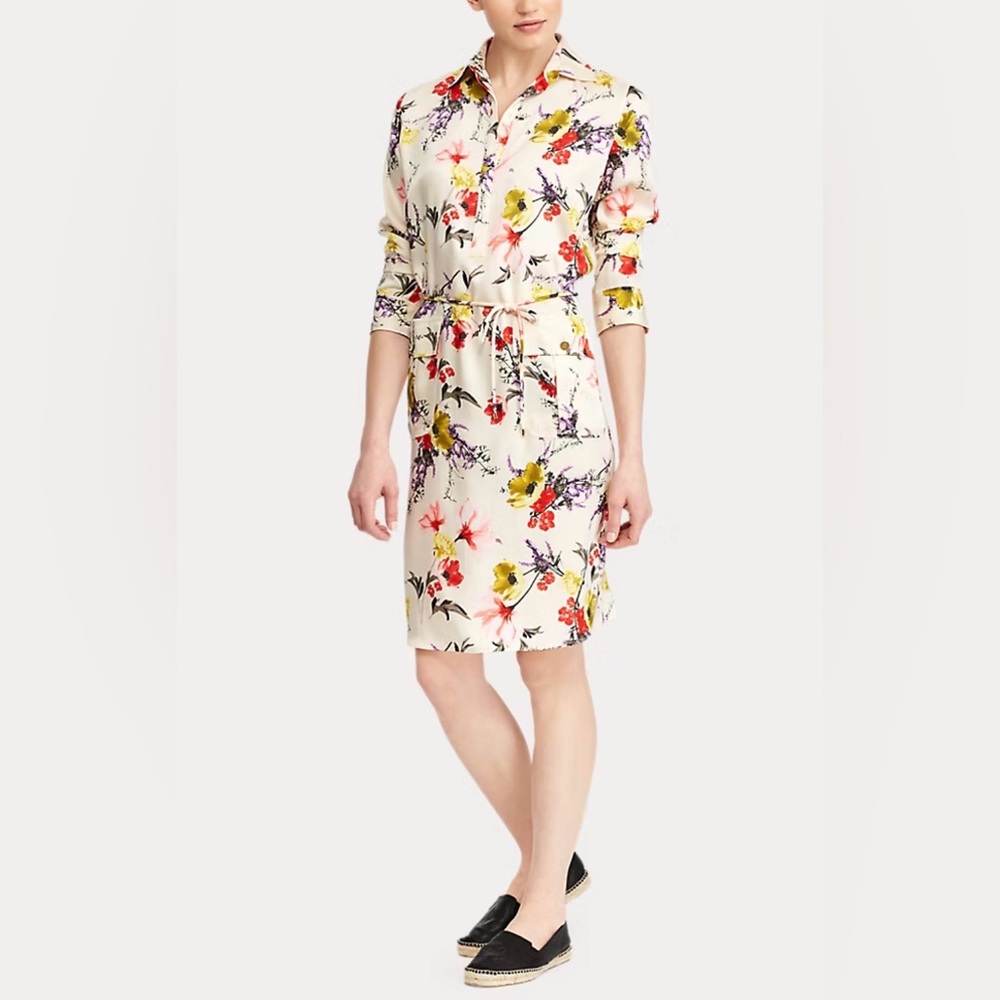 Ralph Lauren Floral Utility dress with Red and Yellow Accents, size 6.
